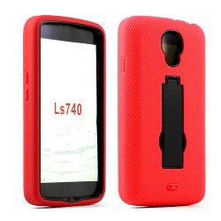 LG Volt LS740 Armor Hybrid Stand Case (Red Black)